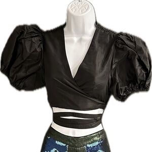 Cynthia Rowley Luna Taffeta Wrap Top